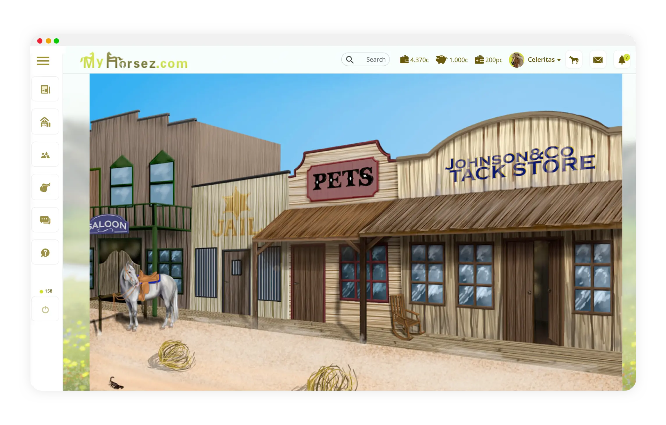 Western village Buffaloo on online horsegame My Horsez